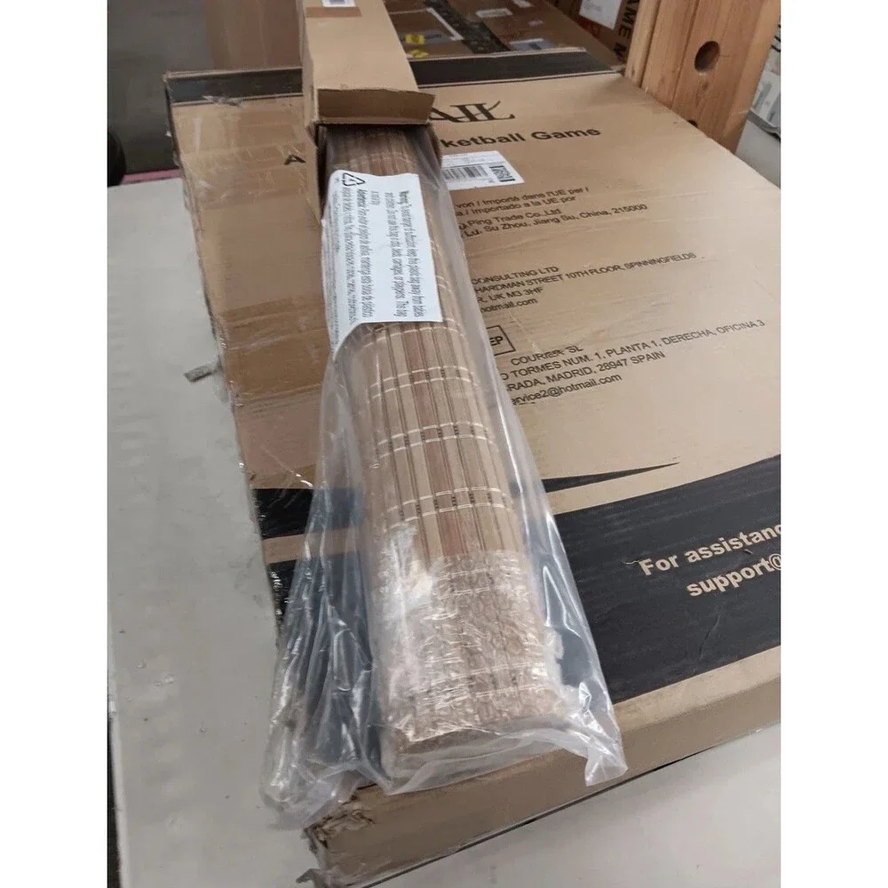 LazBlinds Cordless Bamboo Blinds, Roll Up No Tools 31”W X 64”H Brown